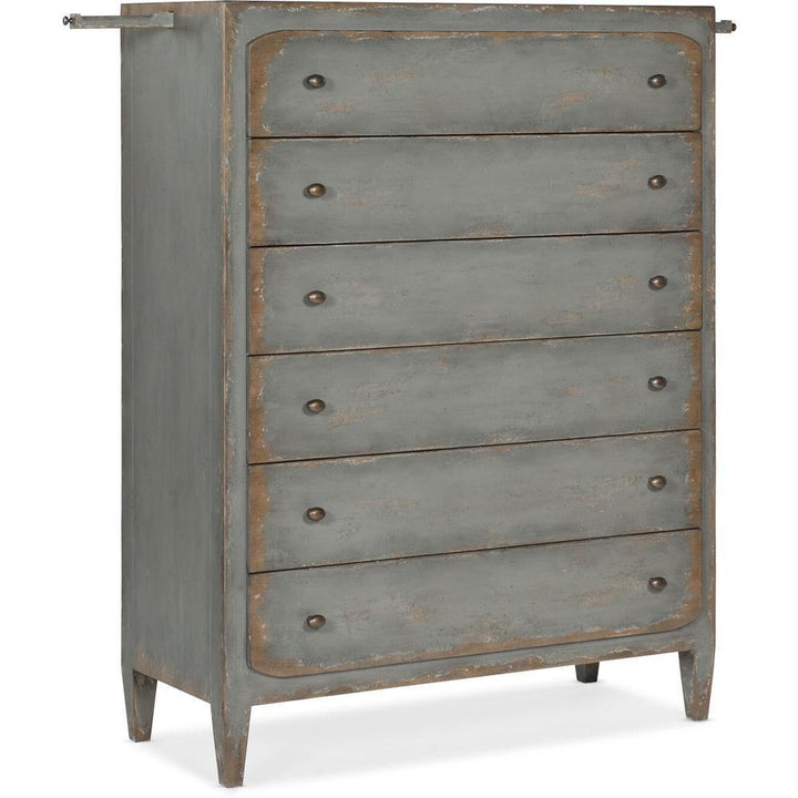 Dressers & Chests Florence Six-Drawer Chest- Speckled Gray - Grey - Metal Wood