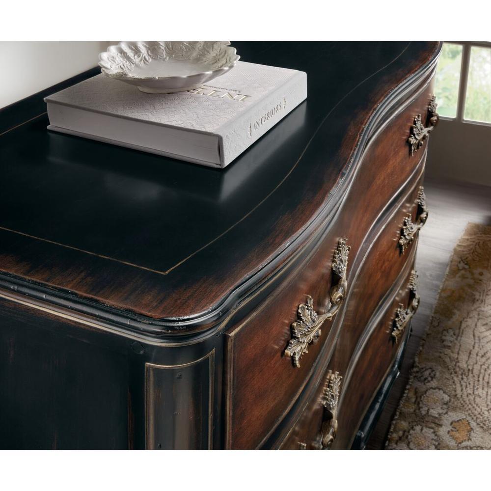 Dressers & Chests Hamption Three-Drawer Chest - Black Cherry - Brown - Metal Wood