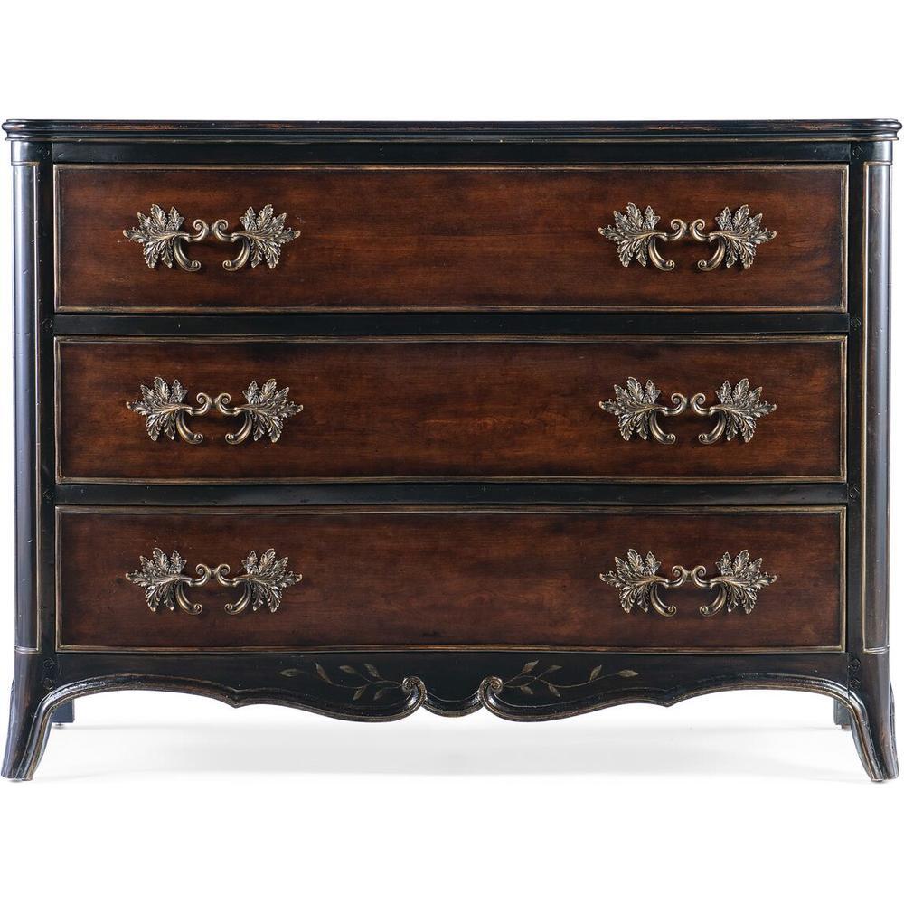 Dressers & Chests Hamption Three-Drawer Chest - Black Cherry - Brown - Metal Wood