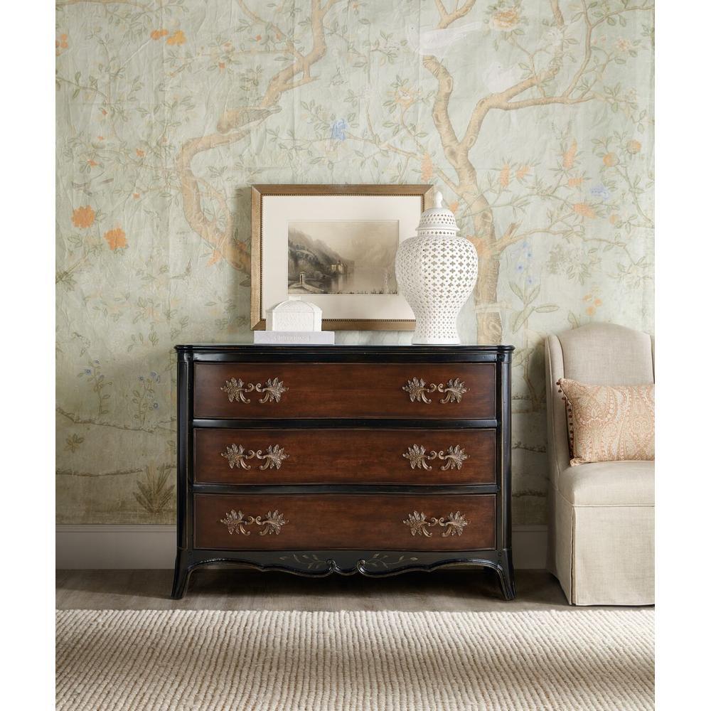 Dressers & Chests Hamption Three-Drawer Chest - Black Cherry - Brown - Metal Wood