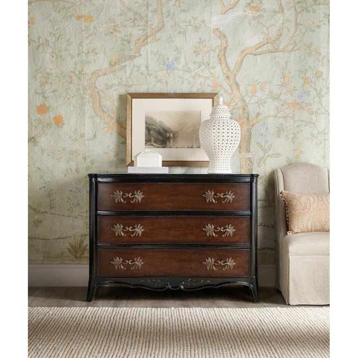 Dressers & Chests Hamption Three-Drawer Chest - Black Cherry - Brown - Metal Wood