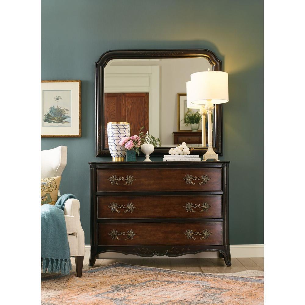 Dressers & Chests Hamption Three-Drawer Chest - Black Cherry - Brown - Metal Wood