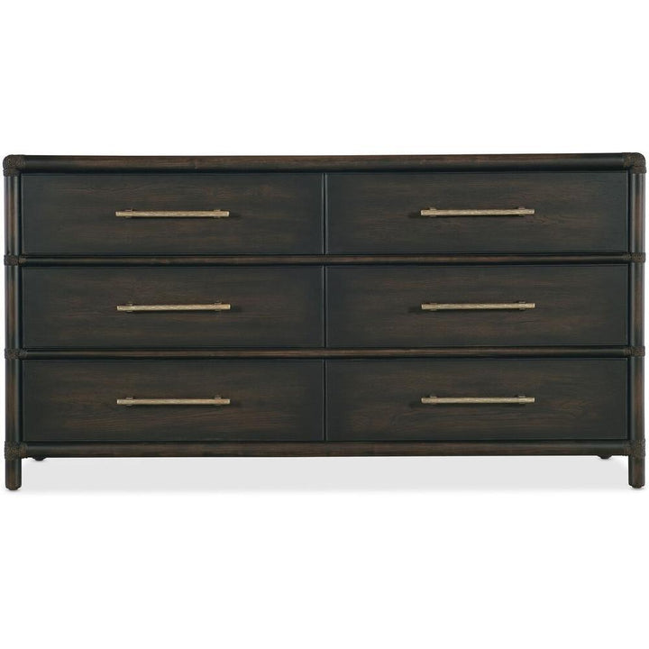 Dressers & Chests Solace Pole Rattan Dresser - Dark Wood