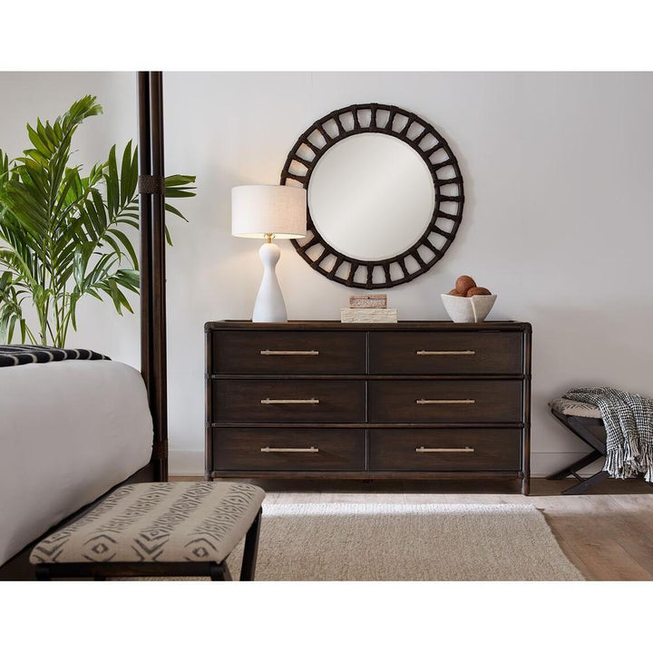 Dressers & Chests Solace Pole Rattan Dresser - Dark Wood