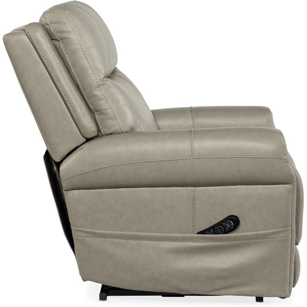 Lyndon Power Recliner With Lumbar And Lift - Grey - Leather