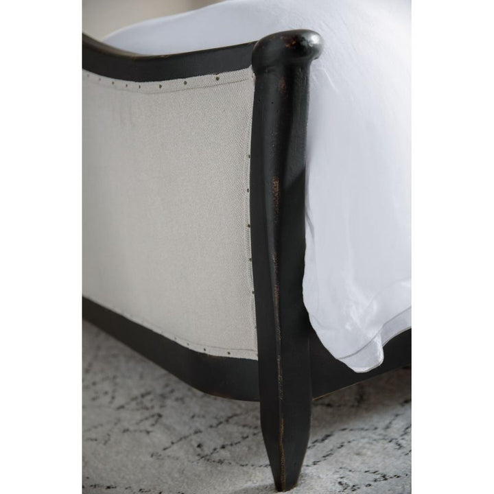 Beds Florence King Upholstered Bed - Black - Beige Black Off White - Fabric Metal Wood