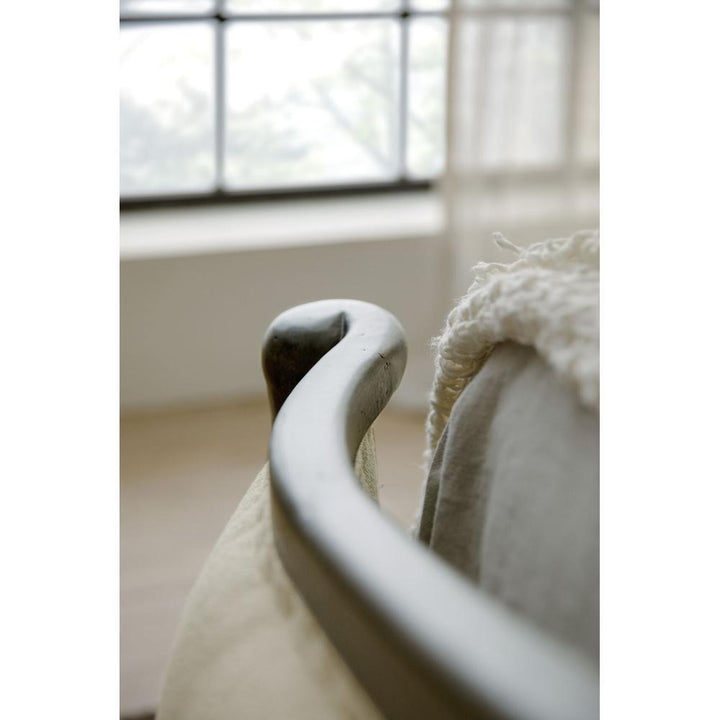Beds Florence King Upholstered Bed - Black - Beige Black Off White - Fabric Metal Wood