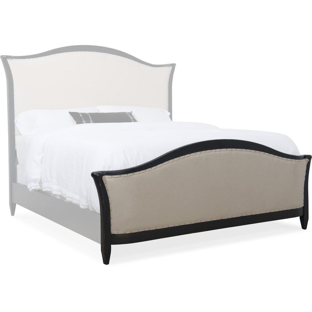 Florence King Upholstered Bed - Black - Beige Black Off White - Fabric Metal Wood