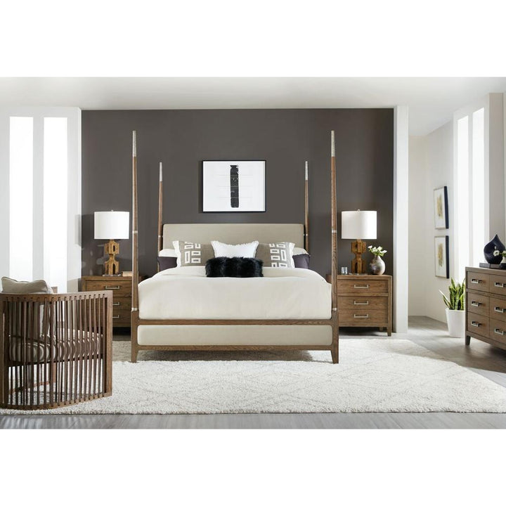 Beds Ellis Queen Four Poster Bed - Natural - Fabric Wood