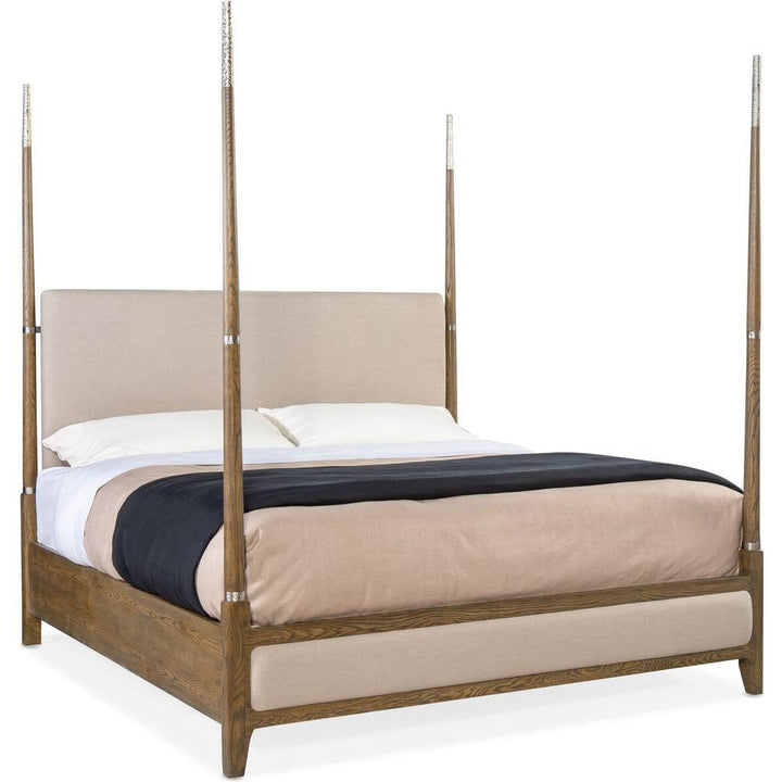 Beds Ellis Queen Four Poster Bed - Natural - Fabric Wood