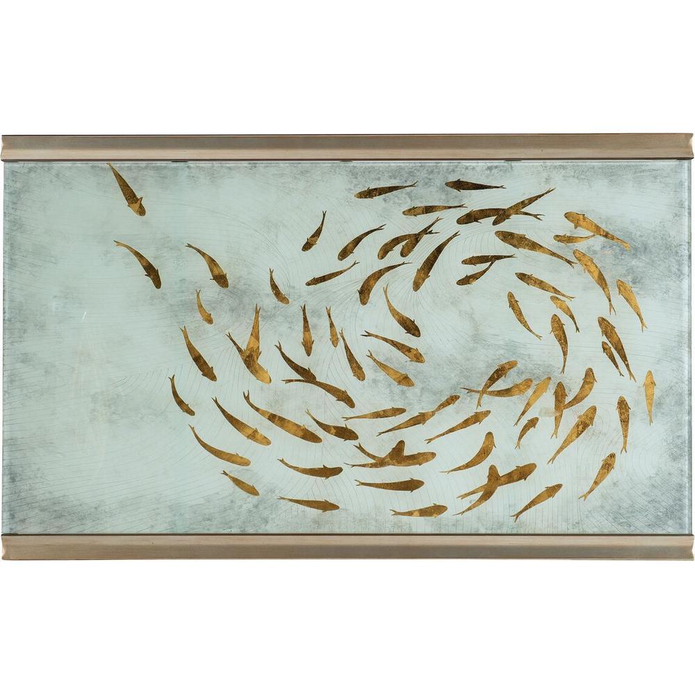 Console Tables Lotus Rectangle Cocktail Table - Gold - Glass Metal Wood