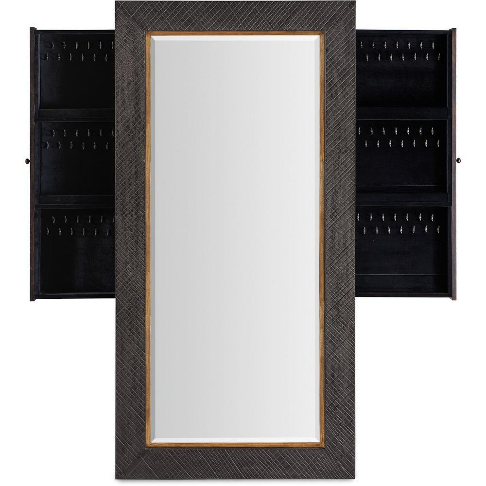 Montana Floor Mirror W/Jewelry Storage - Grey - Mirror Resin Wood