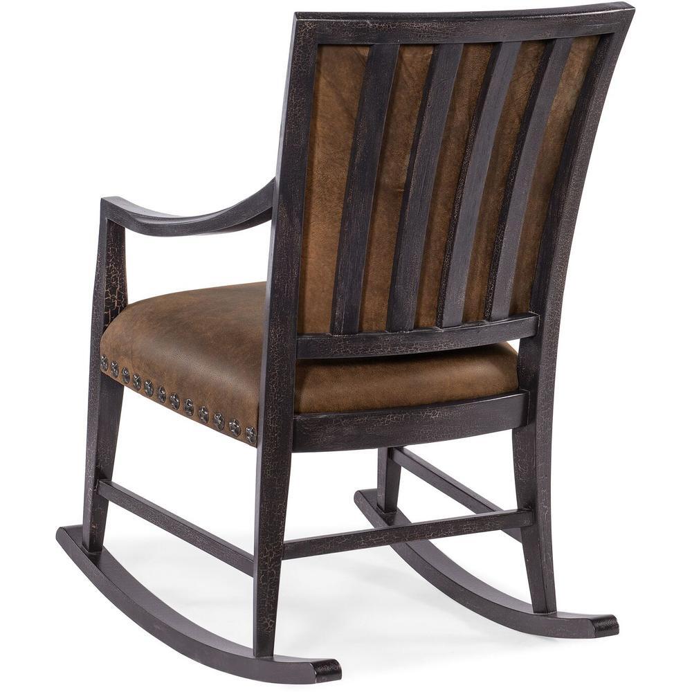 Lounge Chairs Montana Rocking Chair - Black Brown - Leather Wood
