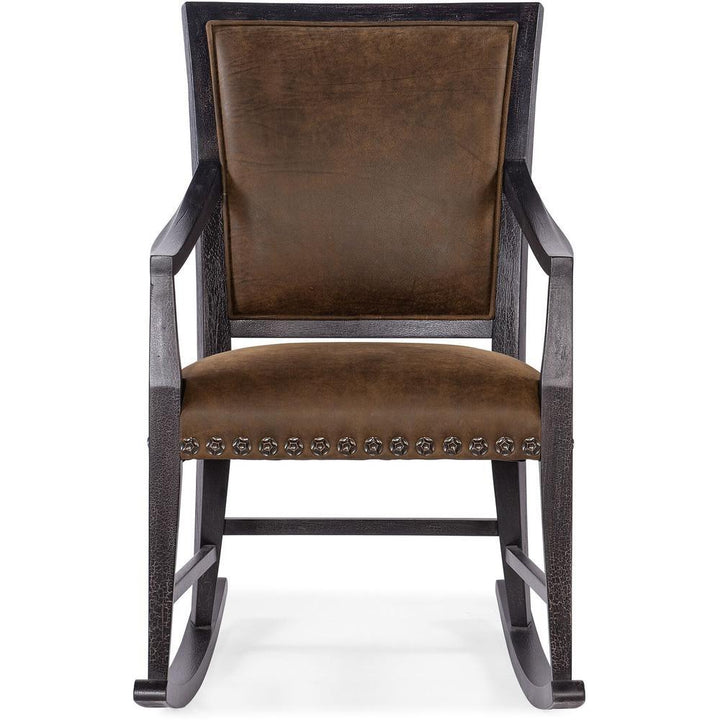Lounge Chairs Montana Rocking Chair - Black Brown - Leather Wood