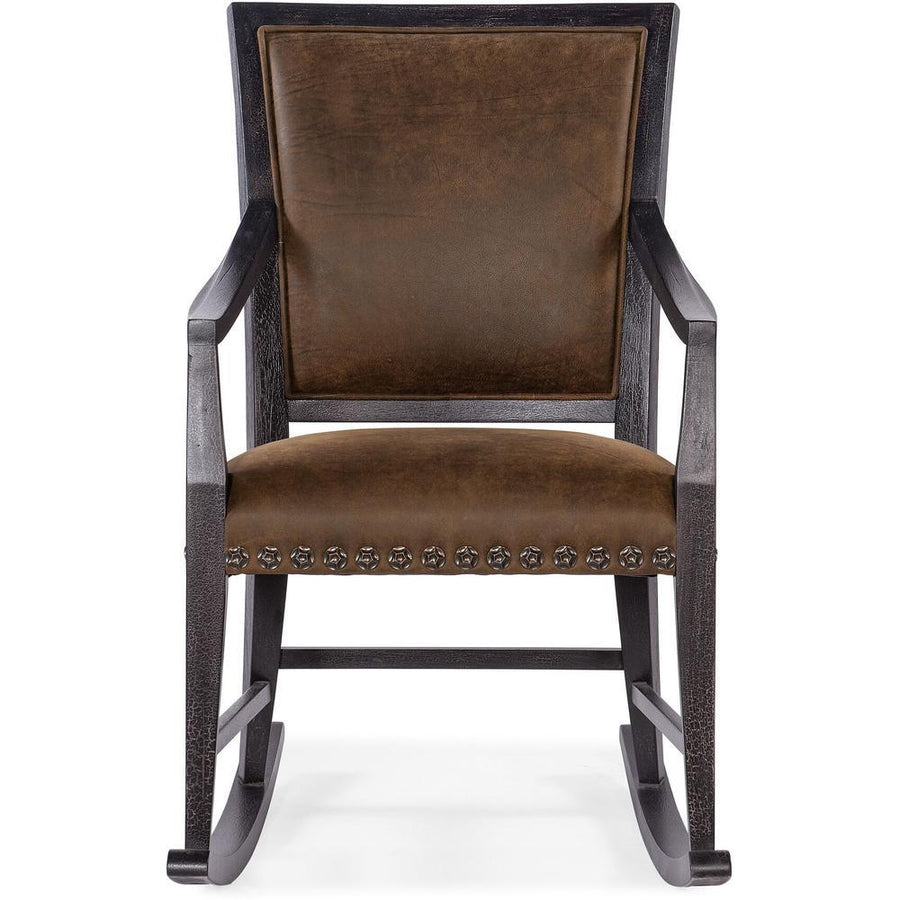 Lounge Chairs Montana Rocking Chair - Black Brown - Leather Wood
