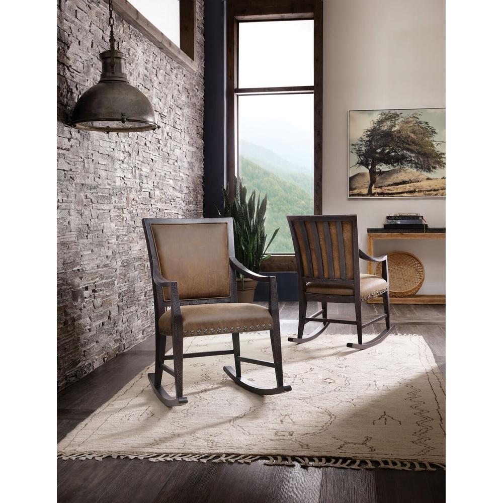 Lounge Chairs Montana Rocking Chair - Black Brown - Leather Wood