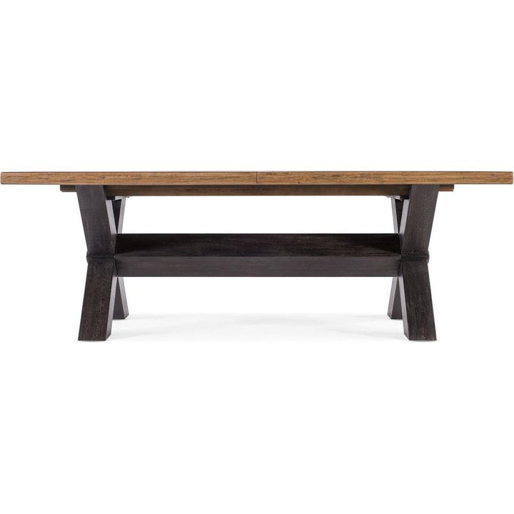 Dining Tables Montana Trestle Dining Table With Leaves - Black Natural - Wood - Rectangle
