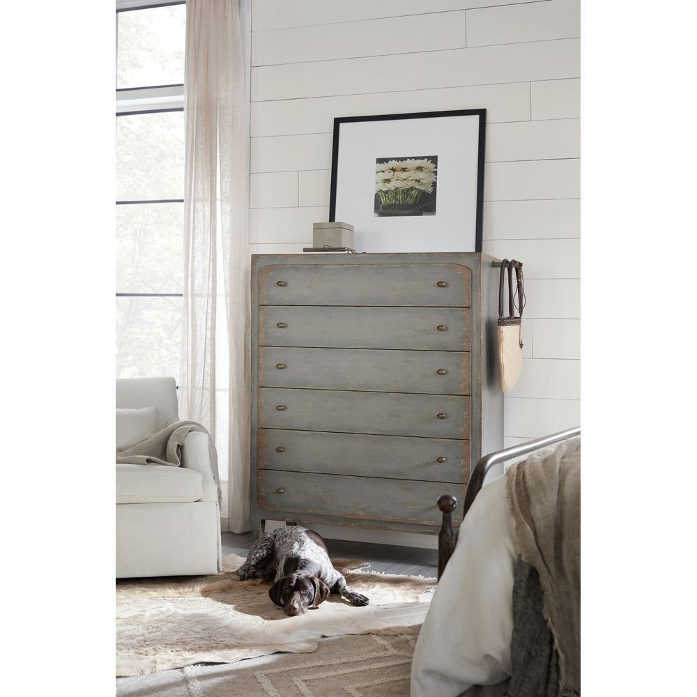 Dressers & Chests Florence Six-Drawer Chest- Speckled Gray - Grey - Metal Wood