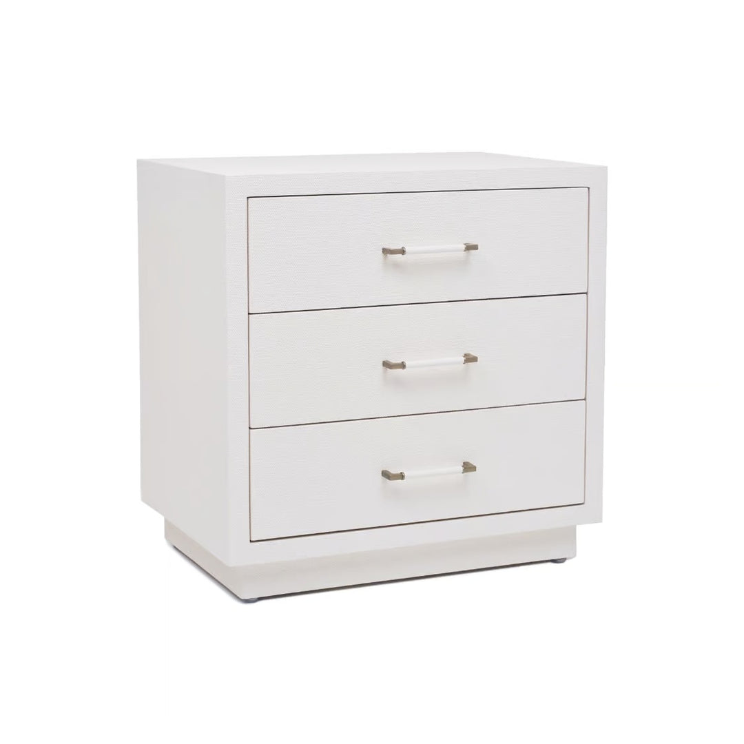 Taylor 3 Drawer Bedside Chest - Natural White / Champagne Silver