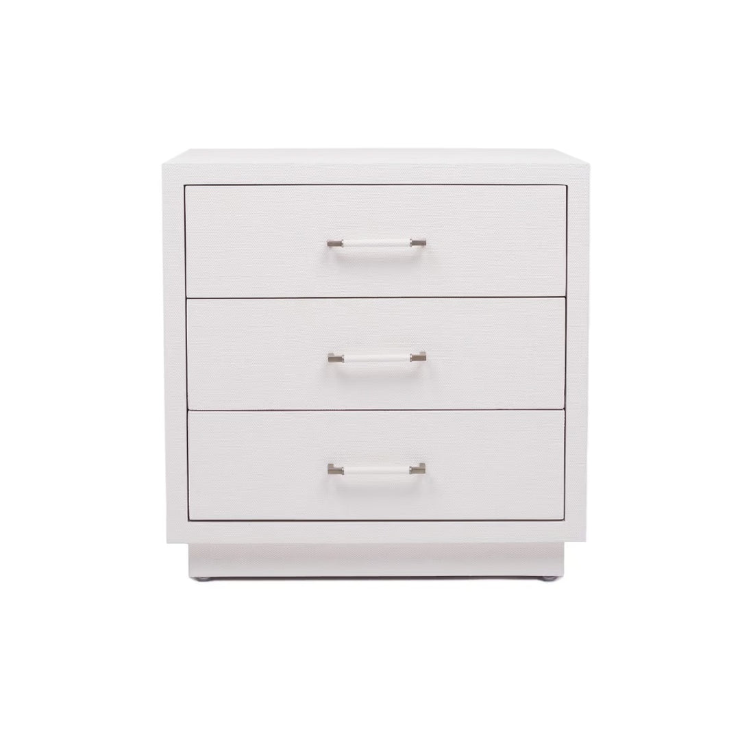 Taylor 3 Drawer Bedside Chest - Natural White / Champagne Silver - alternate view