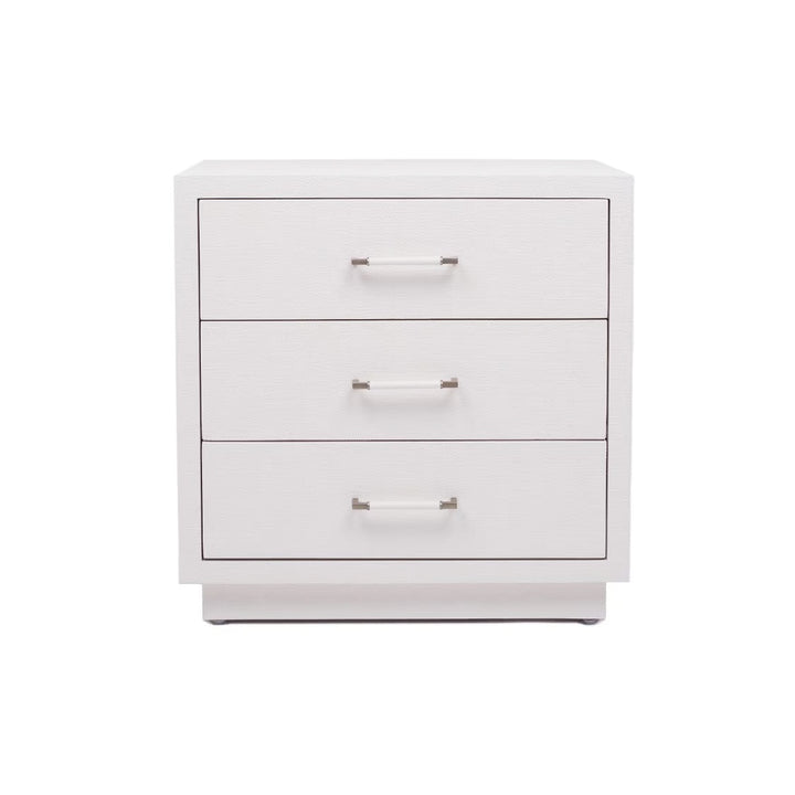 Taylor 3 Drawer Bedside Chest - Natural White / Champagne Silver - alternate view