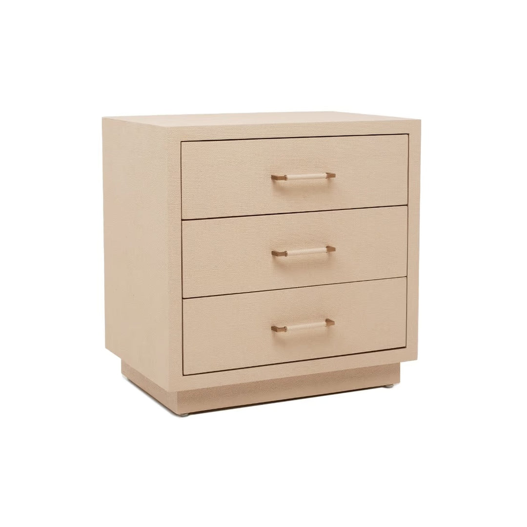 Taylor 3 Drawer Bedside Chest - Caribbean Sand / Antique Brass