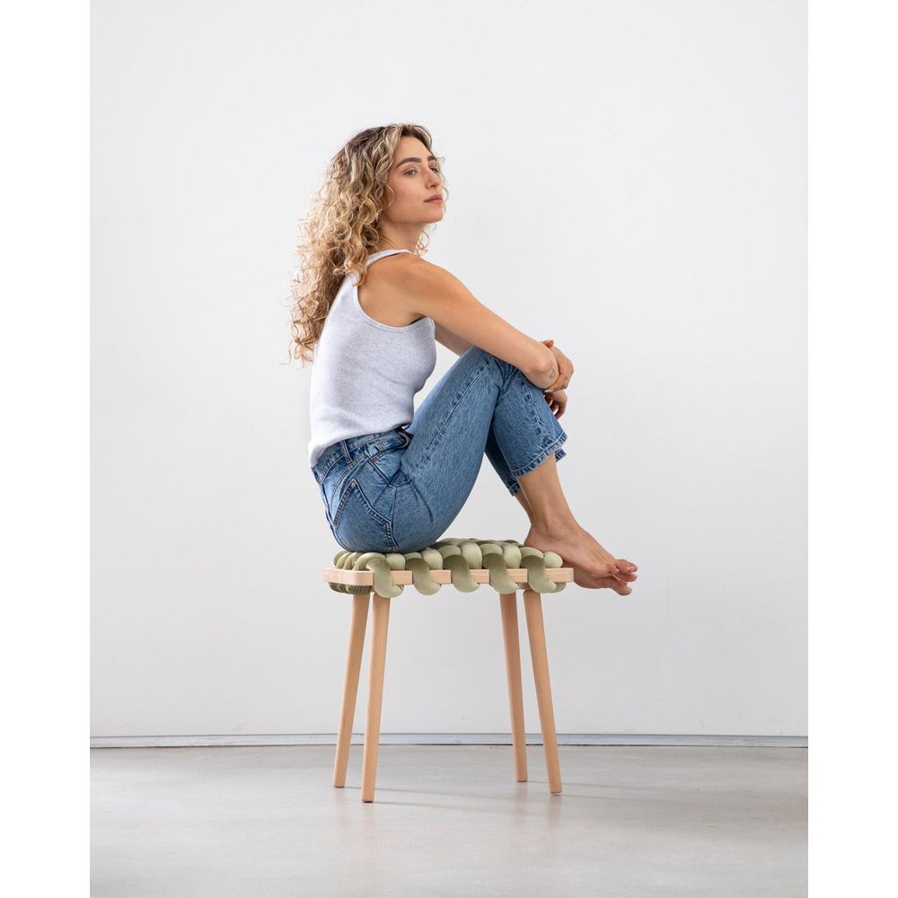 Stools & Ottomans Ivory Velvet Woven Stool