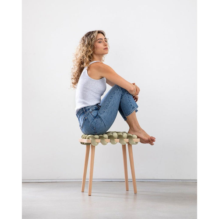 Stools & Ottomans Ivory Velvet Woven Stool