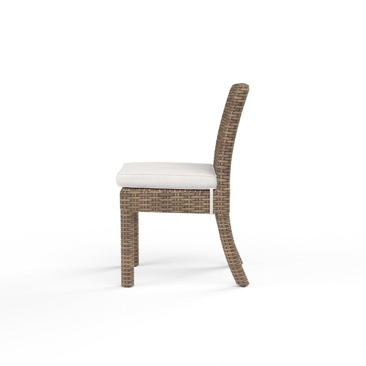 Outdoor Dining Chairs Havana Armless Dining Chair in Canvas Flax w/ Self Welt