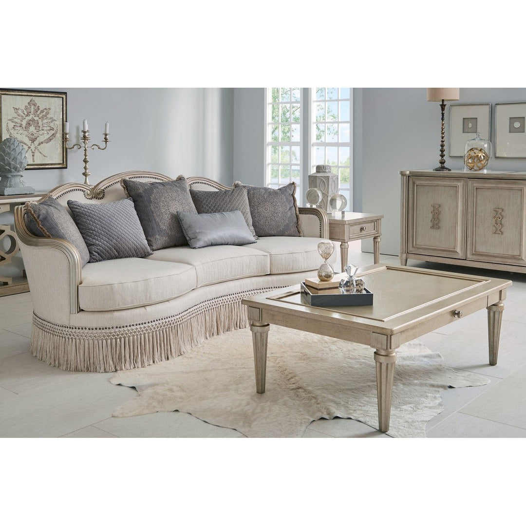 Giovanna Bezel Sofa - White, Silver