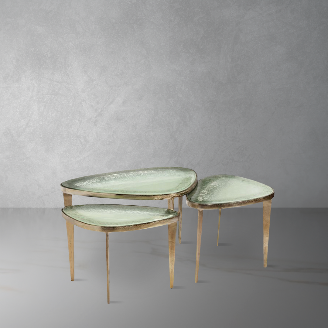 Jan Bunching Cocktail Tables-Interlude-INTER-118132-Coffee TablesChampagne Brass / Reactive Grey Sky-1-France and Son