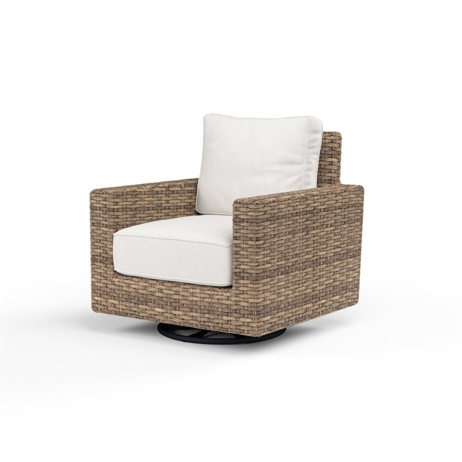 Outdoor Lounge Chairs Havana Swivel Club Rocker in Canvas Flax w/ Self Welt
