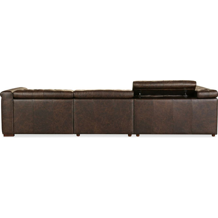 Sectionals: Recliners Savion Deux 5 Seat Sectional with Three Power Recliners and Six Power Headrests - Brown
