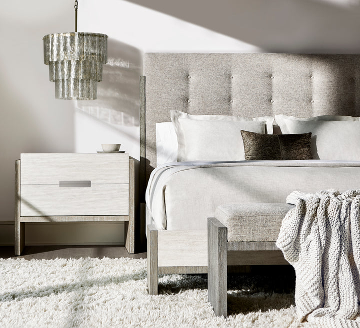 Foundations Upholtered Button Tufted California King Panel Bed