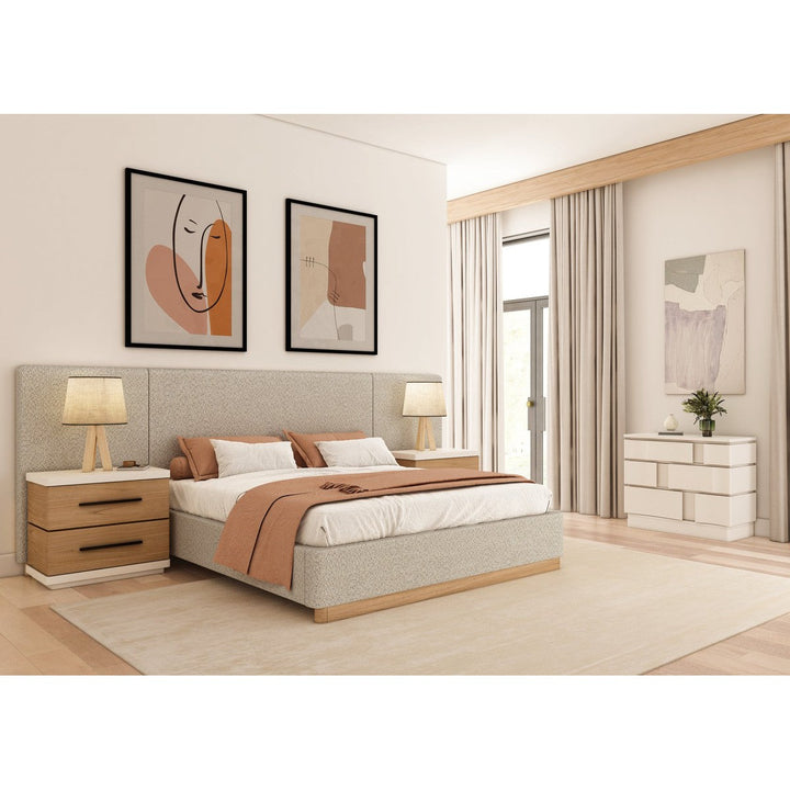 Portico King Upholstered Bed with End Panel - Brown