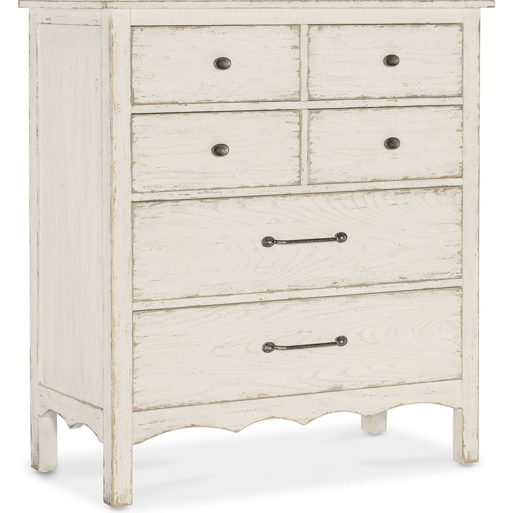 Dressers & Chests Americana Six-Drawer Metal Knob Chest - Whites/Creams/Beiges