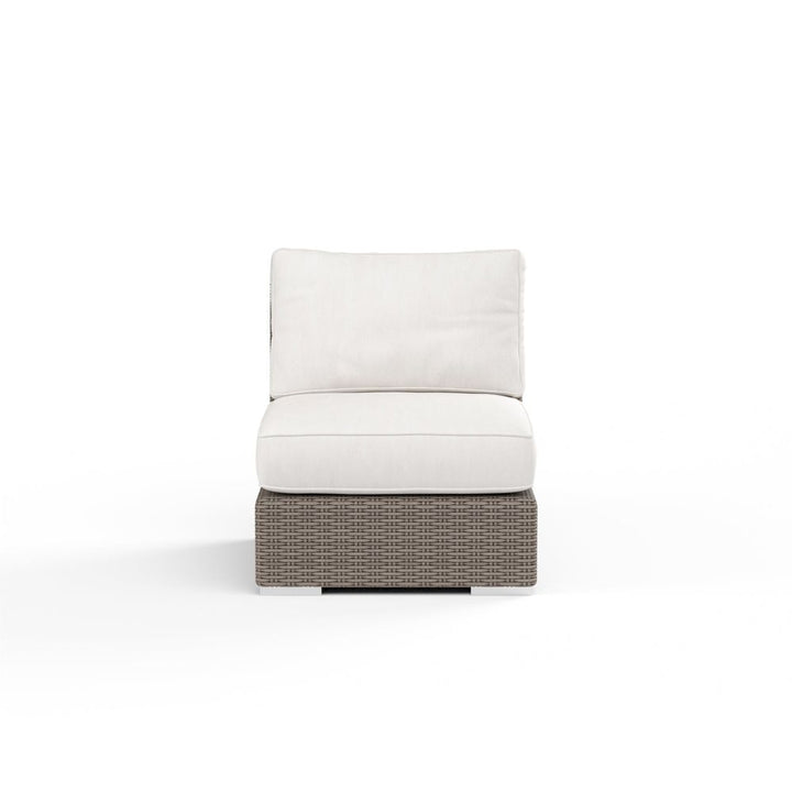 Outdoor Lounge Chairs Coronado Armless Club Chair in Canvas Flax w/ Self Welt