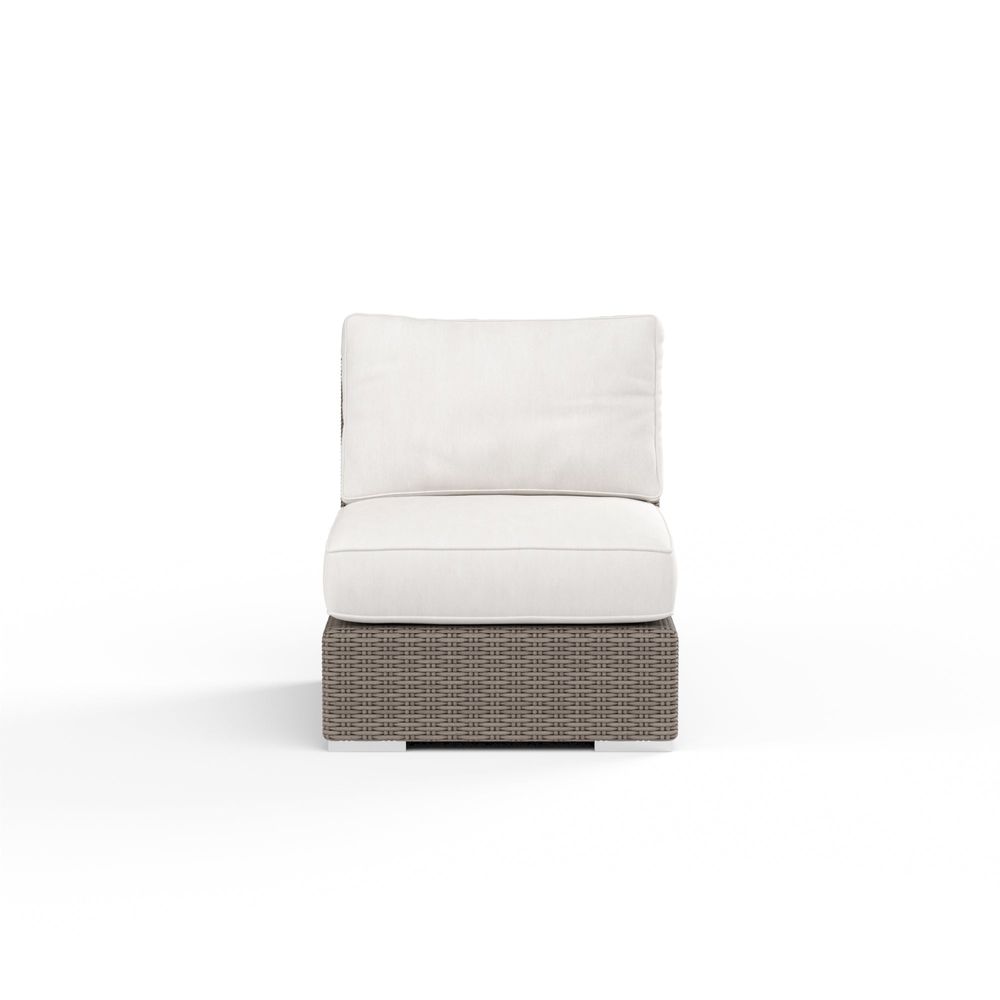 Outdoor Lounge Chairs Coronado Armless Club Chair in Canvas Flax w/ Self Welt