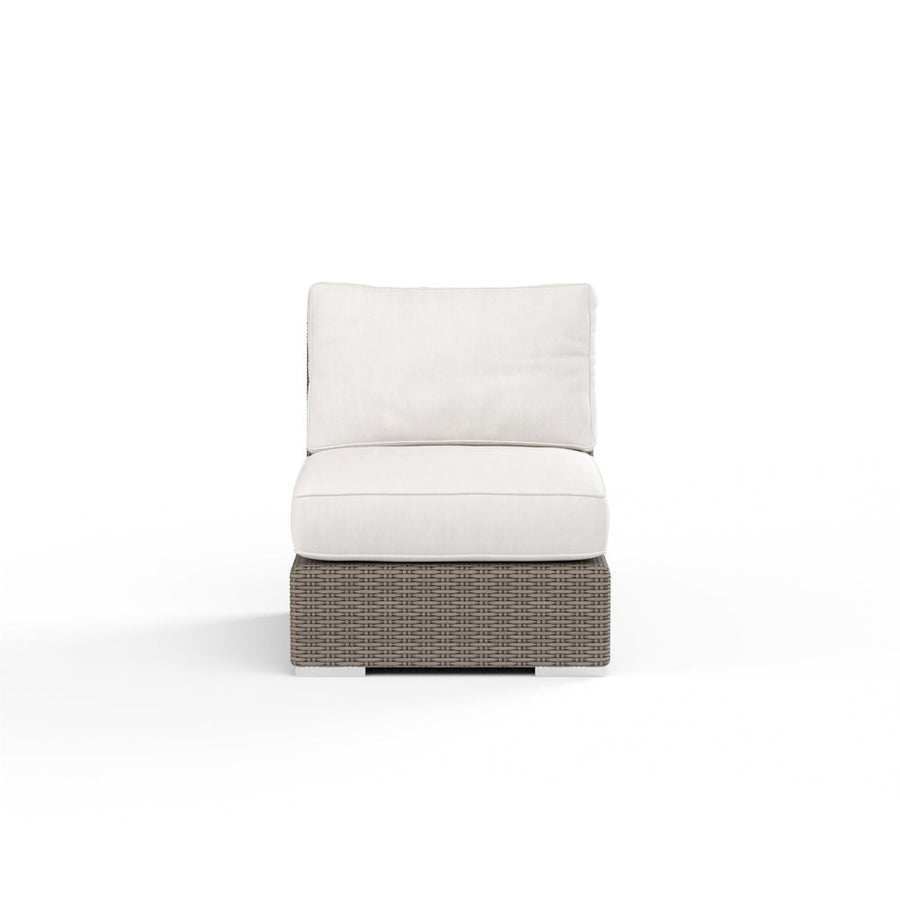 Outdoor Lounge Chairs Coronado Armless Club Chair in Canvas Flax w/ Self Welt