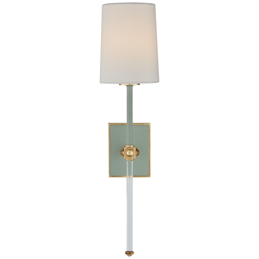 Lucy Medium Tail Sconce-Visual Comfort-VISUAL-JN 2051CEL/CG-L-Wall LightingCeladon and Crystal-Linen Shade-1-France and Son