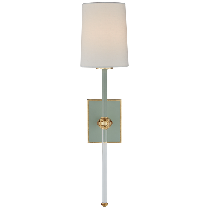 Lucy Medium Tail Sconce-Visual Comfort-VISUAL-JN 2051CEL/CG-L-Wall LightingCeladon and Crystal-Linen Shade-1-France and Son