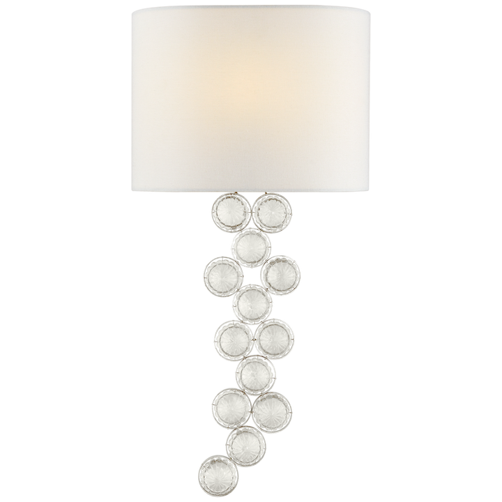 Milan Medium Right Sconce-Visual Comfort-VISUAL-JN 2202BSL/CG-L-Wall LightingBurnished Silver Leaf and Crystal with Linen Shade-1-France and Son