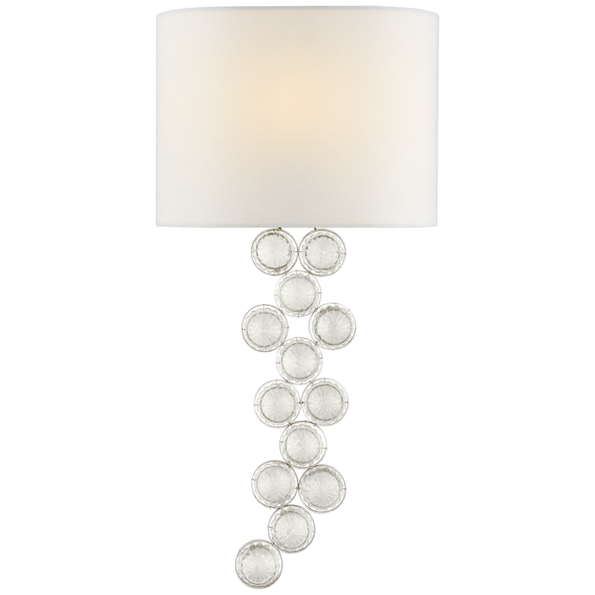 Milan Medium Right Sconce-Visual Comfort-VISUAL-JN 2202BSL/CG-L-Wall LightingBurnished Silver Leaf and Crystal with Linen Shade-1-France and Son