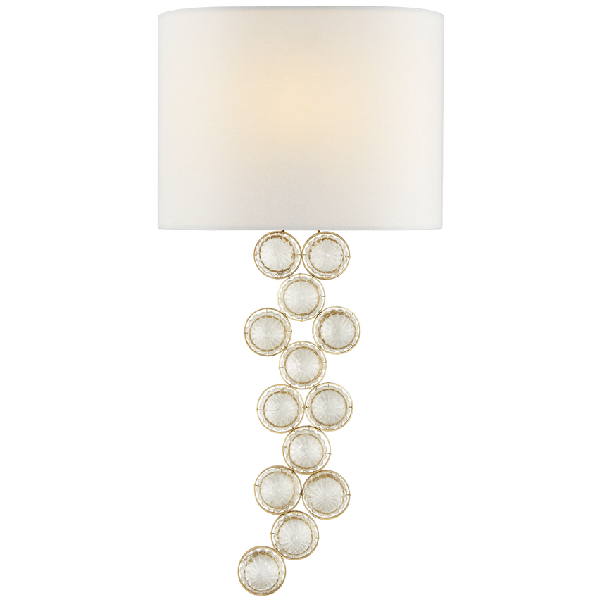 Milan Medium Right Sconce-Visual Comfort-VISUAL-JN 2202G/CG-L-Wall LightingGild and Crystal with Linen Shade-2-France and Son