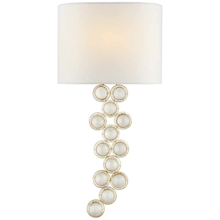 Milan Medium Right Sconce-Visual Comfort-VISUAL-JN 2202G/CG-L-Wall LightingGild and Crystal with Linen Shade-2-France and Son