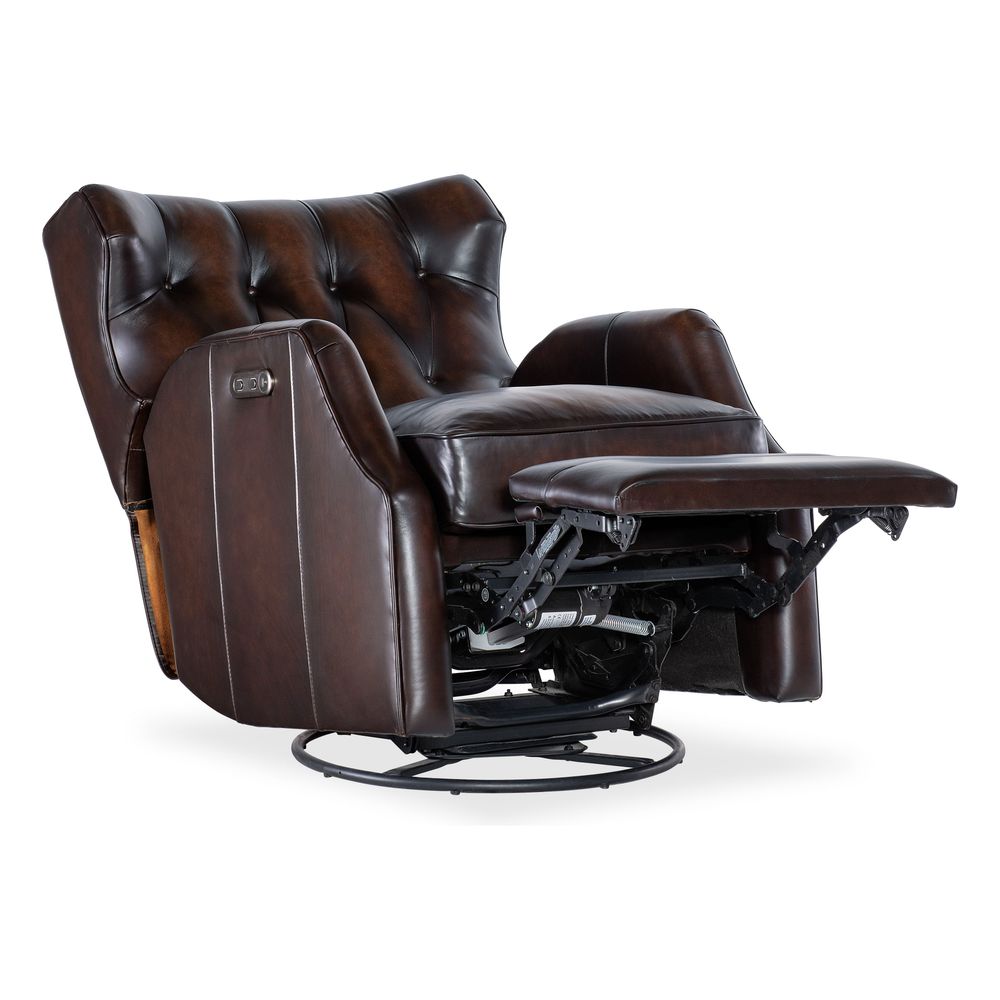 Lounge Chairs: Recliners Seraphine Power Swivel Glider Recliner - Dark Brown