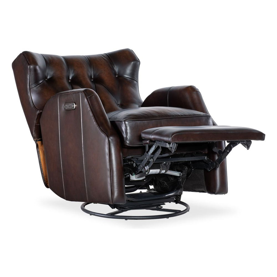 Lounge Chairs: Recliners Seraphine Power Swivel Glider Recliner - Dark Brown