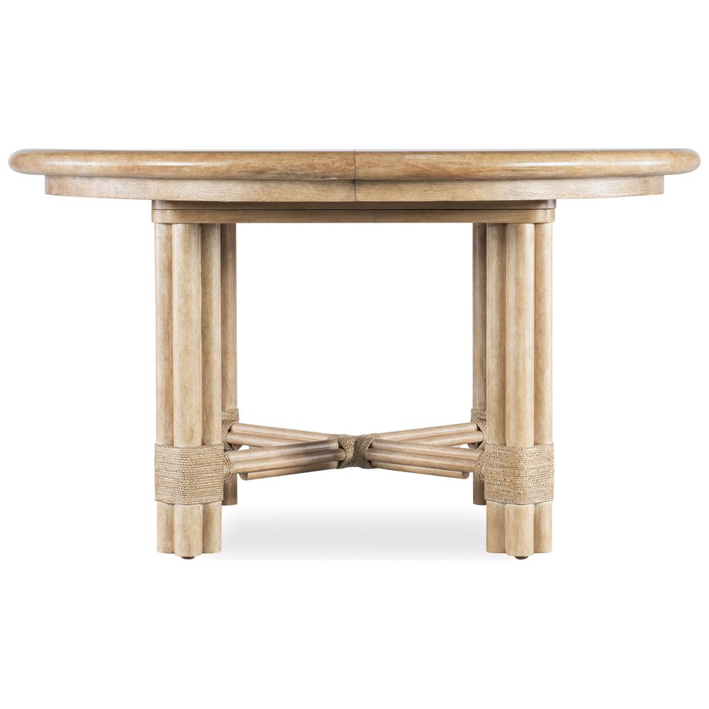 Dining Tables Solace Pole Rattan Round Dining Table with 1-20in Leaf - Light Wood