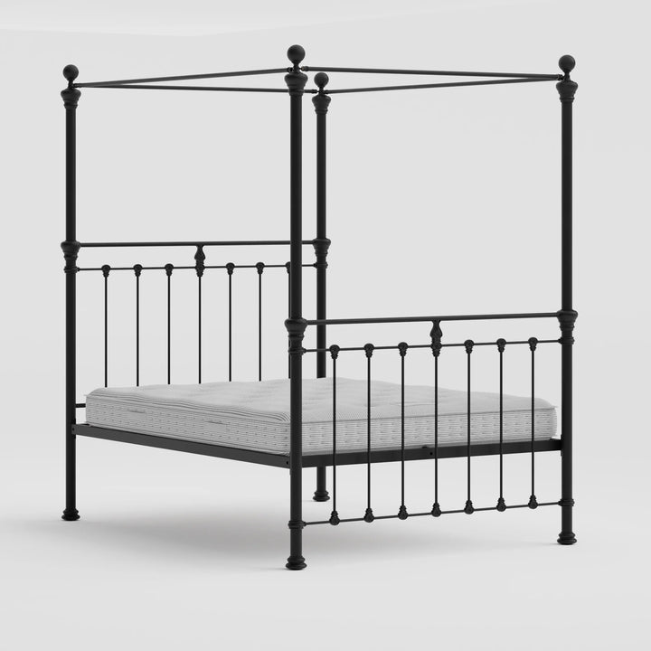 Four Poster Castile Metal Bed Solo Satin Black - King