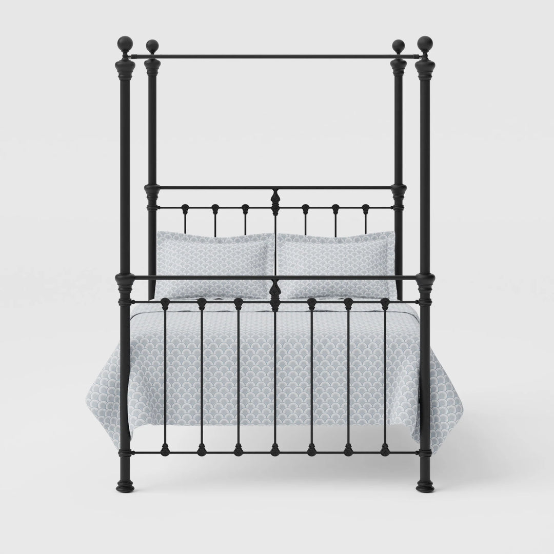 Four Poster Castile Metal Bed Solo Satin Black - King